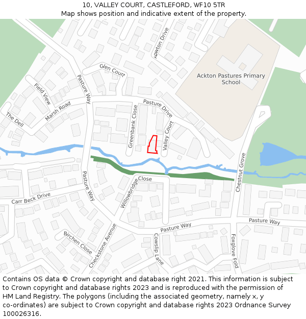 10, VALLEY COURT, CASTLEFORD, WF10 5TR: Location map and indicative extent of plot