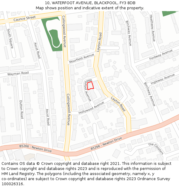 10, WATERFOOT AVENUE, BLACKPOOL, FY3 8DB: Location map and indicative extent of plot