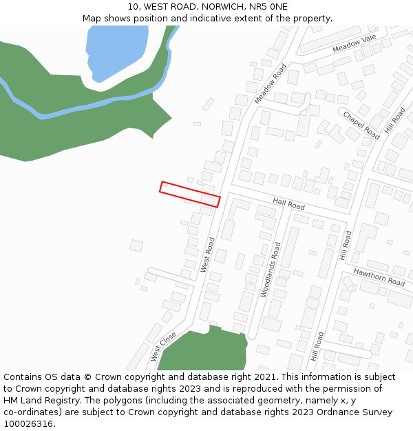 10, WEST ROAD, NORWICH, NR5 0NE: Location map and indicative extent of plot