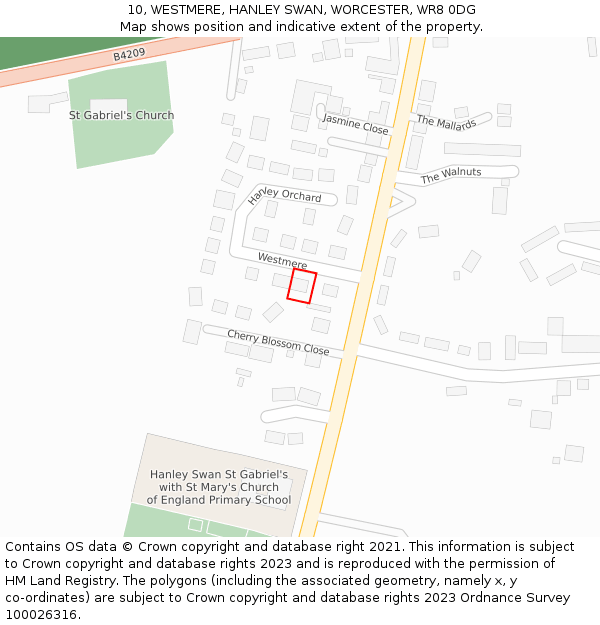 10, WESTMERE, HANLEY SWAN, WORCESTER, WR8 0DG: Location map and indicative extent of plot