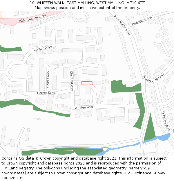 10, WHIFFEN WALK, EAST MALLING, WEST MALLING, ME19 6TZ: Location map and indicative extent of plot