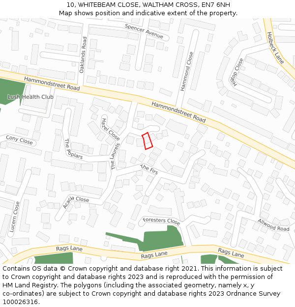 10, WHITEBEAM CLOSE, WALTHAM CROSS, EN7 6NH: Location map and indicative extent of plot