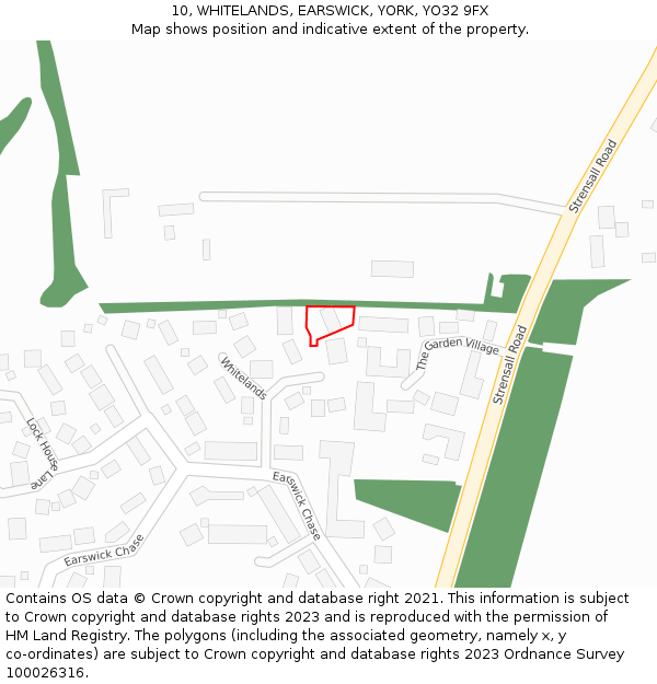 10, WHITELANDS, EARSWICK, YORK, YO32 9FX: Location map and indicative extent of plot