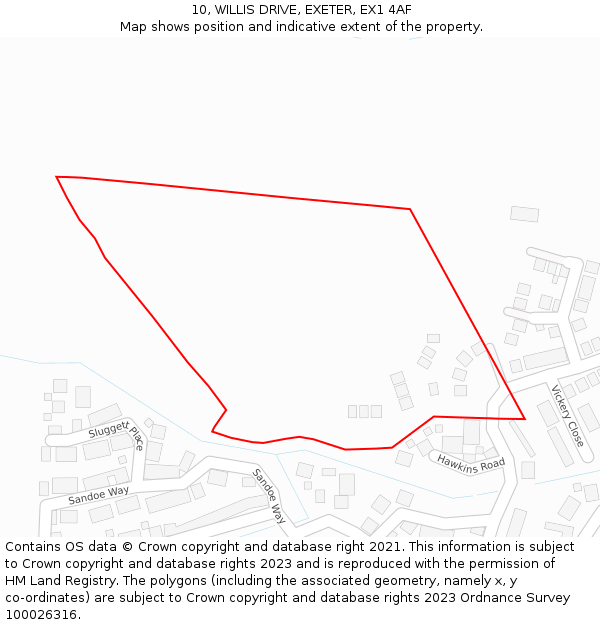 10, WILLIS DRIVE, EXETER, EX1 4AF: Location map and indicative extent of plot