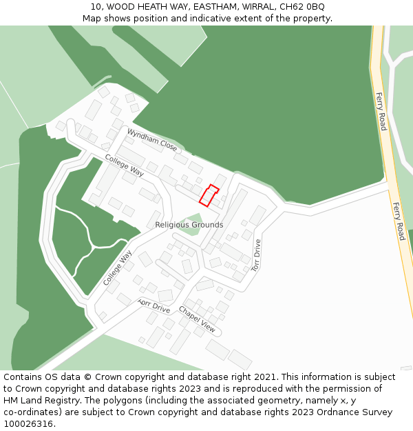 10, WOOD HEATH WAY, EASTHAM, WIRRAL, CH62 0BQ: Location map and indicative extent of plot