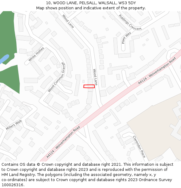 10, WOOD LANE, PELSALL, WALSALL, WS3 5DY: Location map and indicative extent of plot