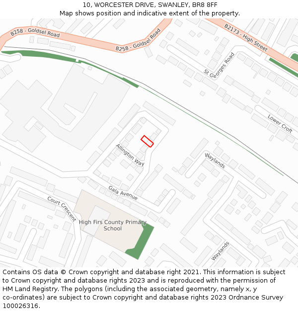 10, WORCESTER DRIVE, SWANLEY, BR8 8FF: Location map and indicative extent of plot