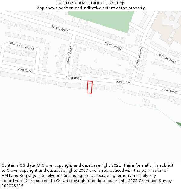 100, LOYD ROAD, DIDCOT, OX11 8JS: Location map and indicative extent of plot