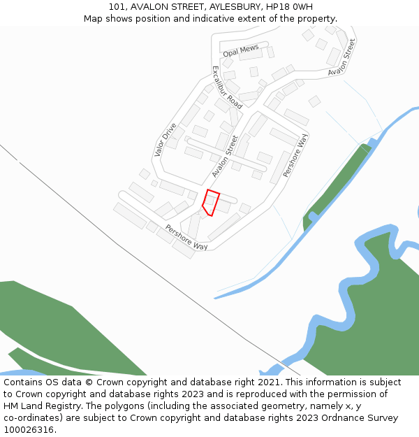 101, AVALON STREET, AYLESBURY, HP18 0WH: Location map and indicative extent of plot