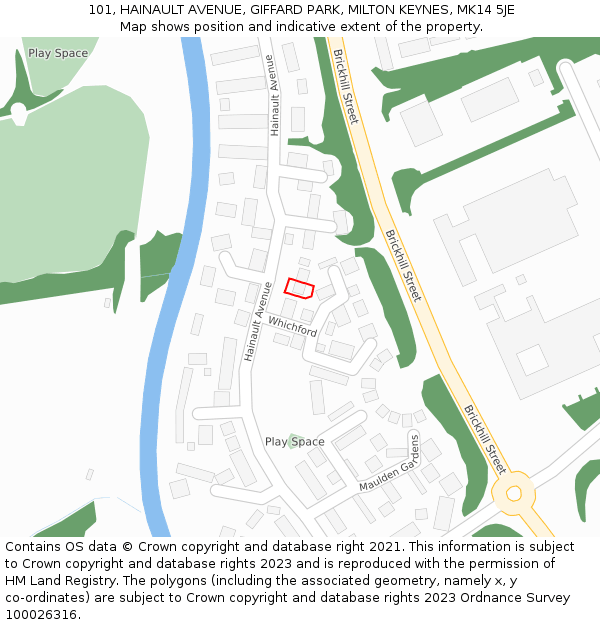 101, HAINAULT AVENUE, GIFFARD PARK, MILTON KEYNES, MK14 5JE: Location map and indicative extent of plot