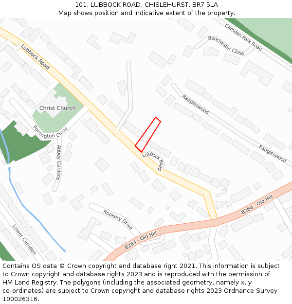 101, LUBBOCK ROAD, CHISLEHURST, BR7 5LA: Location map and indicative extent of plot