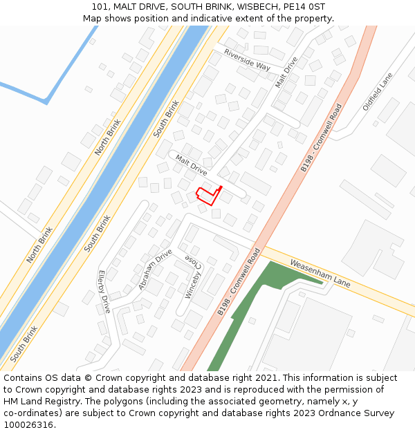 101, MALT DRIVE, SOUTH BRINK, WISBECH, PE14 0ST: Location map and indicative extent of plot