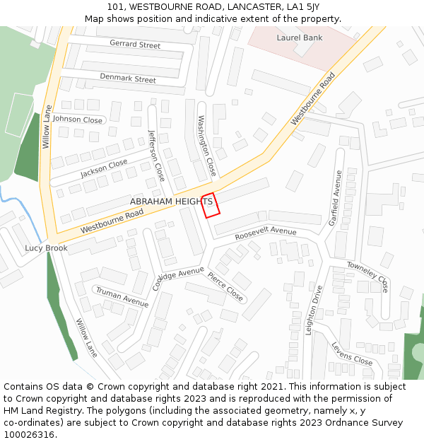 101, WESTBOURNE ROAD, LANCASTER, LA1 5JY: Location map and indicative extent of plot