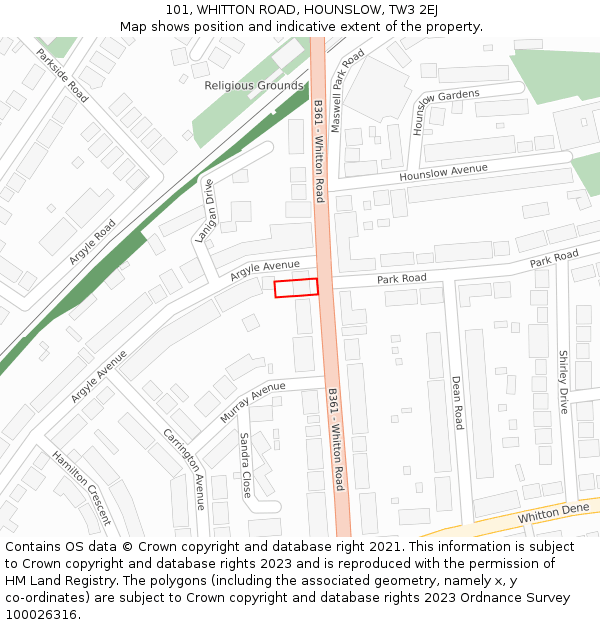 101, WHITTON ROAD, HOUNSLOW, TW3 2EJ: Location map and indicative extent of plot