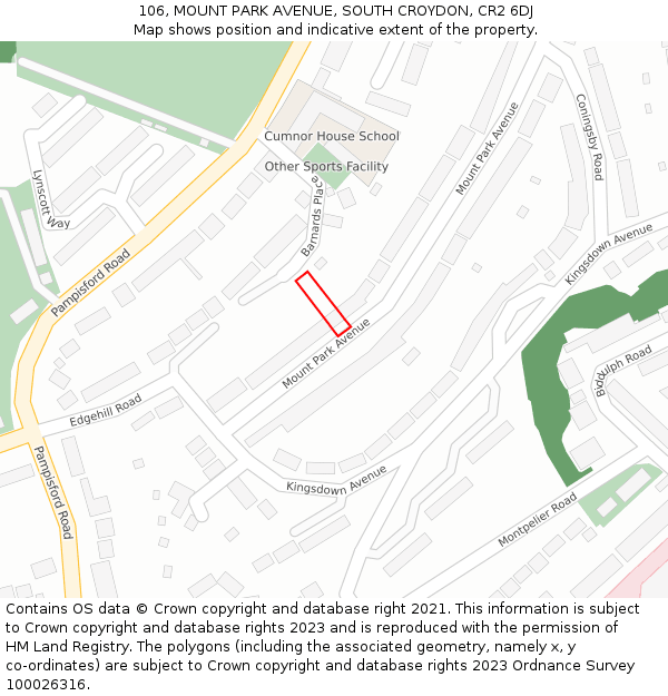 106, MOUNT PARK AVENUE, SOUTH CROYDON, CR2 6DJ: Location map and indicative extent of plot