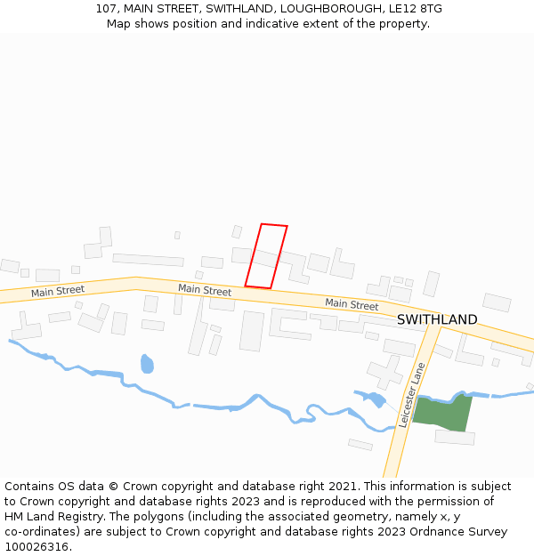 107, MAIN STREET, SWITHLAND, LOUGHBOROUGH, LE12 8TG: Location map and indicative extent of plot