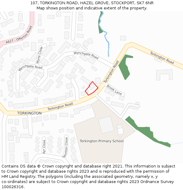 107, TORKINGTON ROAD, HAZEL GROVE, STOCKPORT, SK7 6NR: Location map and indicative extent of plot