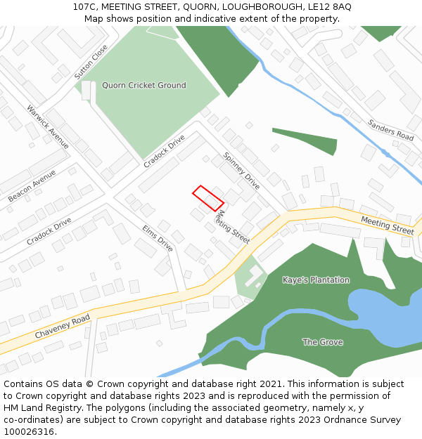 107C, MEETING STREET, QUORN, LOUGHBOROUGH, LE12 8AQ: Location map and indicative extent of plot