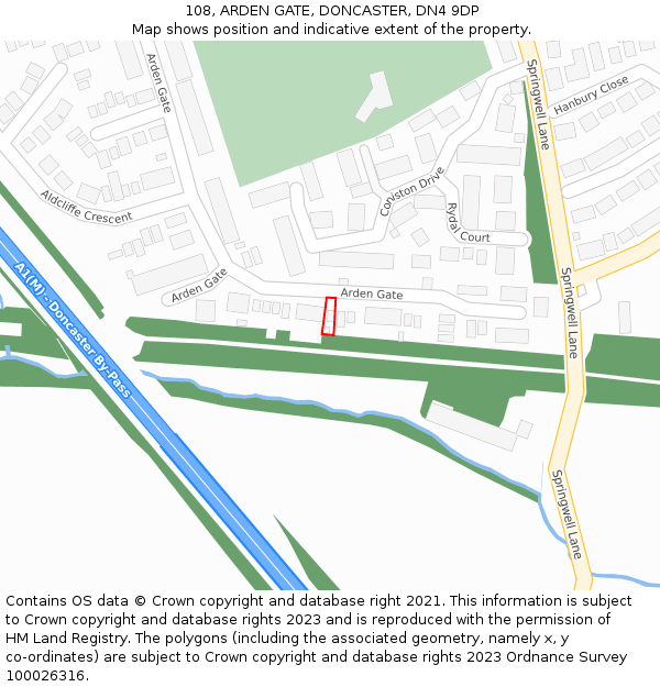 108, ARDEN GATE, DONCASTER, DN4 9DP: Location map and indicative extent of plot