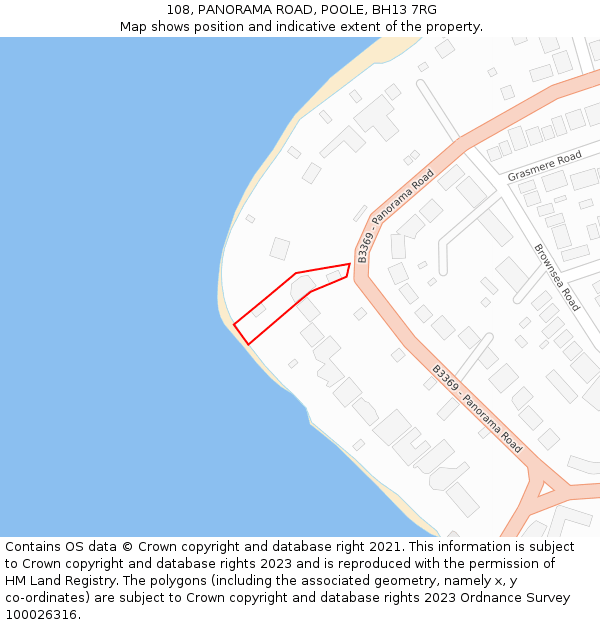 108, PANORAMA ROAD, POOLE, BH13 7RG: Location map and indicative extent of plot