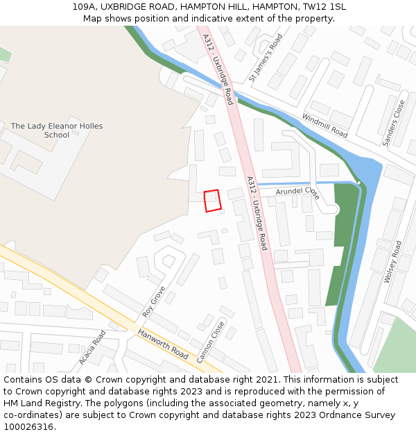 109A, UXBRIDGE ROAD, HAMPTON HILL, HAMPTON, TW12 1SL: Location map and indicative extent of plot