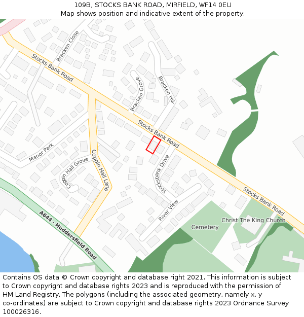 109B, STOCKS BANK ROAD, MIRFIELD, WF14 0EU: Location map and indicative extent of plot