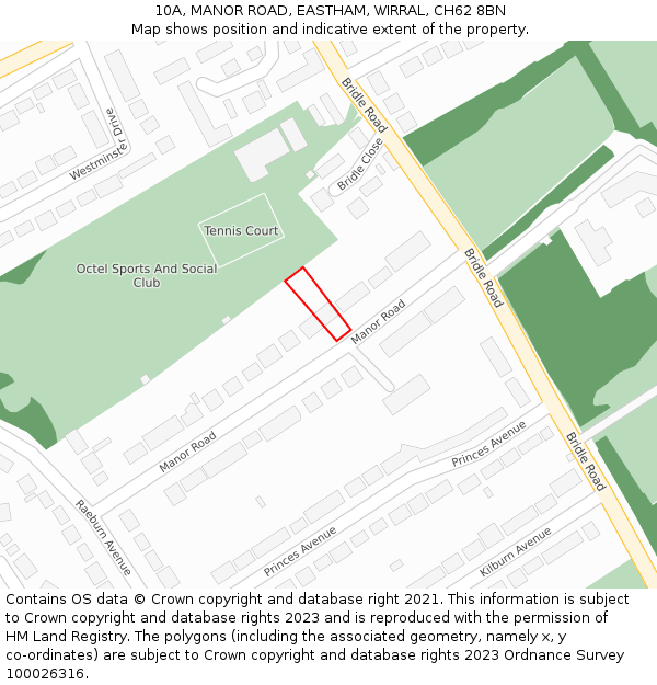 10A, MANOR ROAD, EASTHAM, WIRRAL, CH62 8BN: Location map and indicative extent of plot