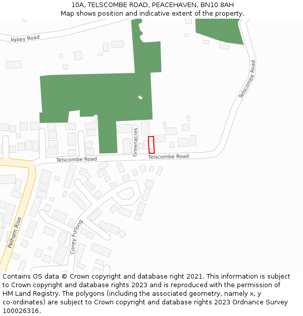 10A, TELSCOMBE ROAD, PEACEHAVEN, BN10 8AH: Location map and indicative extent of plot