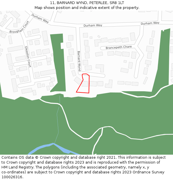 11, BARNARD WYND, PETERLEE, SR8 1LT: Location map and indicative extent of plot