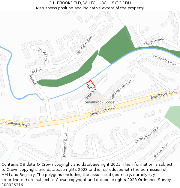 11, BROOKFIELD, WHITCHURCH, SY13 1DU: Location map and indicative extent of plot