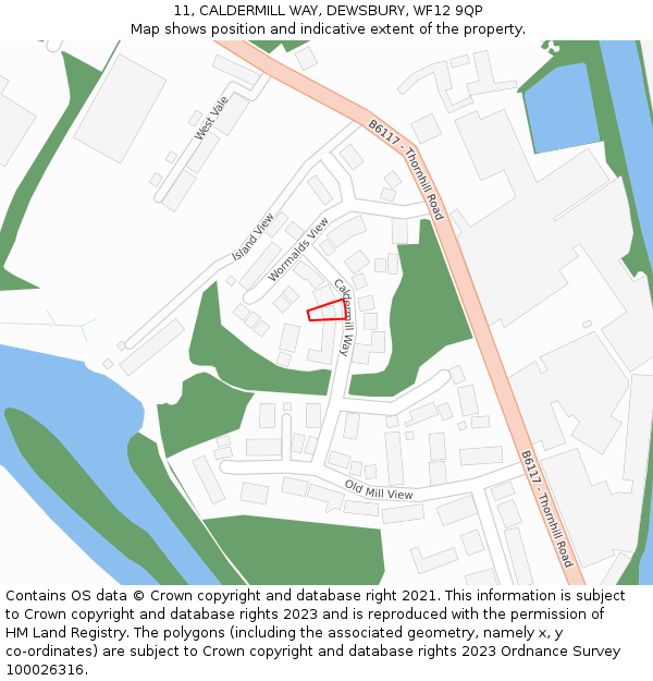 11, CALDERMILL WAY, DEWSBURY, WF12 9QP: Location map and indicative extent of plot