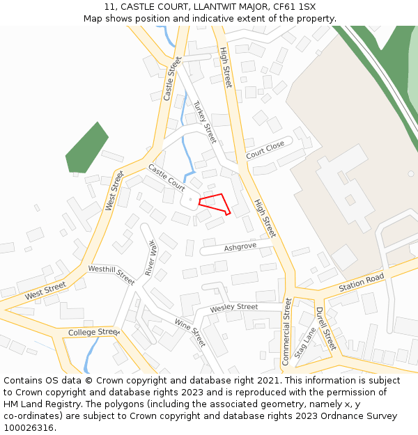 11, CASTLE COURT, LLANTWIT MAJOR, CF61 1SX: Location map and indicative extent of plot