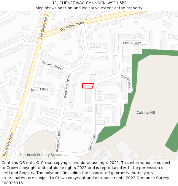 11, CHENET WAY, CANNOCK, WS11 5RR: Location map and indicative extent of plot