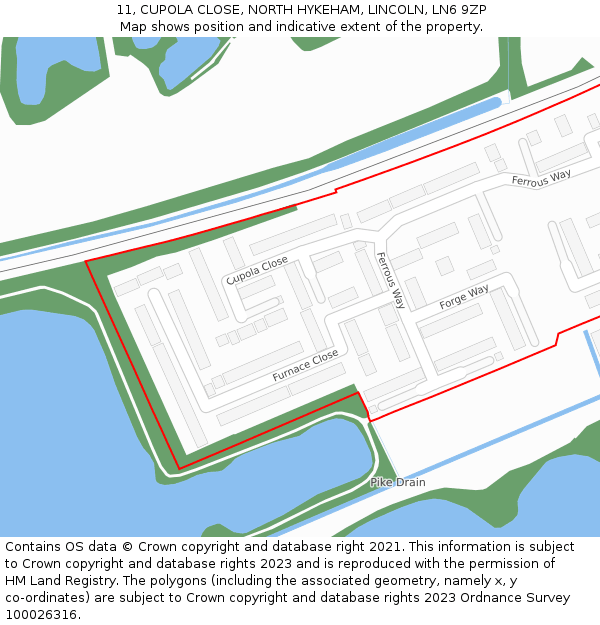 11, CUPOLA CLOSE, NORTH HYKEHAM, LINCOLN, LN6 9ZP: Location map and indicative extent of plot