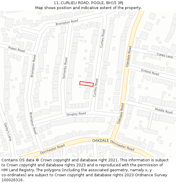 11, CURLIEU ROAD, POOLE, BH15 3RJ: Location map and indicative extent of plot