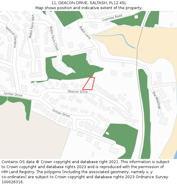 11, DEACON DRIVE, SALTASH, PL12 4SL: Location map and indicative extent of plot