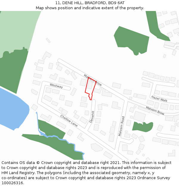 11, DENE HILL, BRADFORD, BD9 6AT: Location map and indicative extent of plot