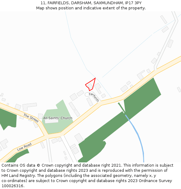 11, FAIRFIELDS, DARSHAM, SAXMUNDHAM, IP17 3PY: Location map and indicative extent of plot