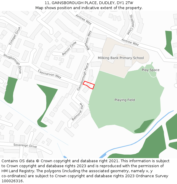 11, GAINSBOROUGH PLACE, DUDLEY, DY1 2TW: Location map and indicative extent of plot