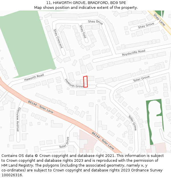 11, HAWORTH GROVE, BRADFORD, BD9 5PE: Location map and indicative extent of plot