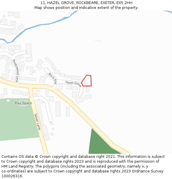 11, HAZEL GROVE, ROCKBEARE, EXETER, EX5 2HH: Location map and indicative extent of plot