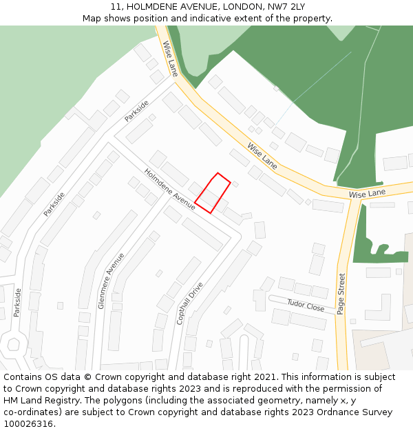 11, HOLMDENE AVENUE, LONDON, NW7 2LY: Location map and indicative extent of plot