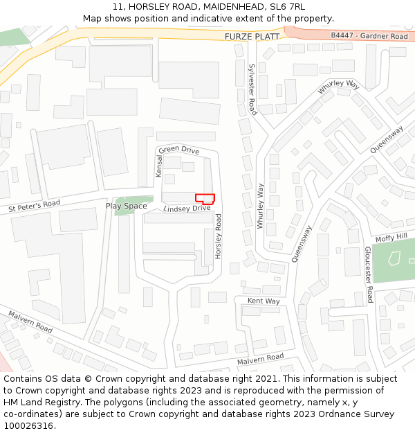 11, HORSLEY ROAD, MAIDENHEAD, SL6 7RL: Location map and indicative extent of plot