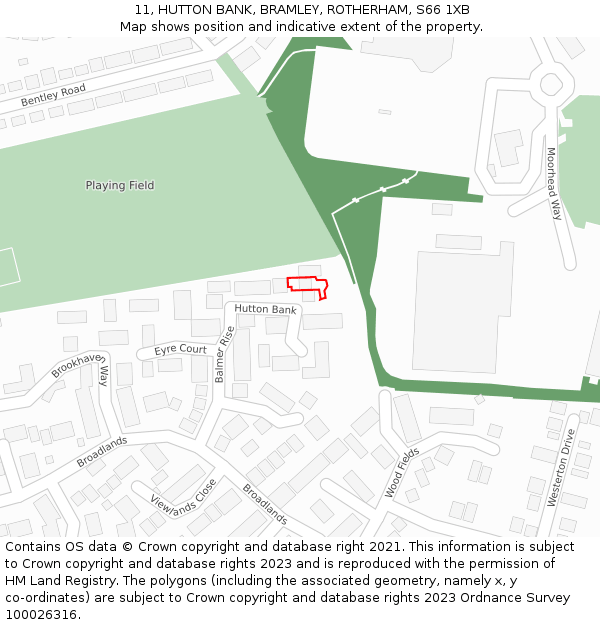 11, HUTTON BANK, BRAMLEY, ROTHERHAM, S66 1XB: Location map and indicative extent of plot