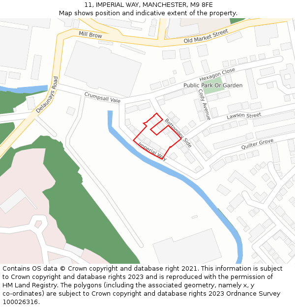 11, IMPERIAL WAY, MANCHESTER, M9 8FE: Location map and indicative extent of plot