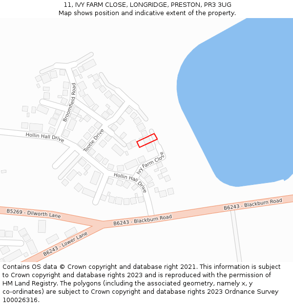 11, IVY FARM CLOSE, LONGRIDGE, PRESTON, PR3 3UG: Location map and indicative extent of plot