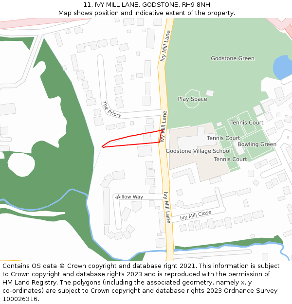 11, IVY MILL LANE, GODSTONE, RH9 8NH: Location map and indicative extent of plot