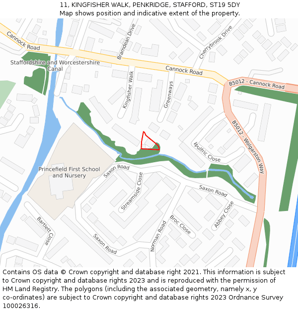 11, KINGFISHER WALK, PENKRIDGE, STAFFORD, ST19 5DY: Location map and indicative extent of plot