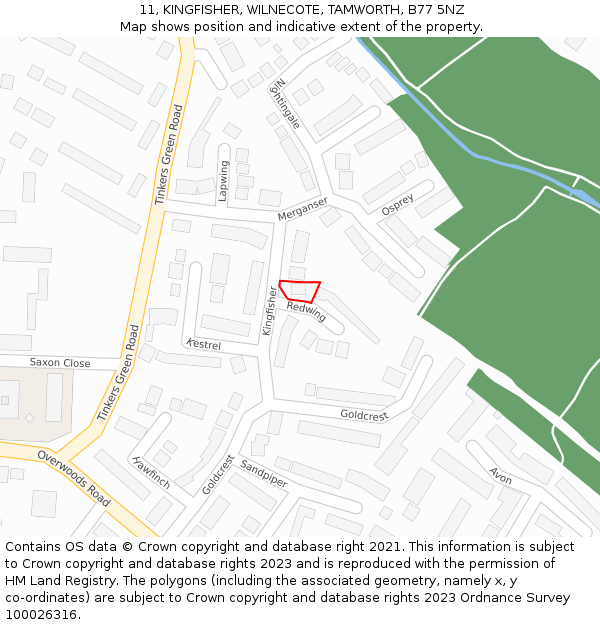 11, KINGFISHER, WILNECOTE, TAMWORTH, B77 5NZ: Location map and indicative extent of plot