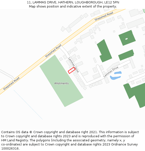 11, LAMMAS DRIVE, HATHERN, LOUGHBOROUGH, LE12 5PN: Location map and indicative extent of plot